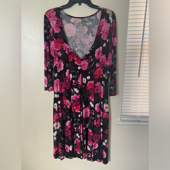 TORRID - PINK & BLACK FLORAL DRESS - Picture 1 of 3